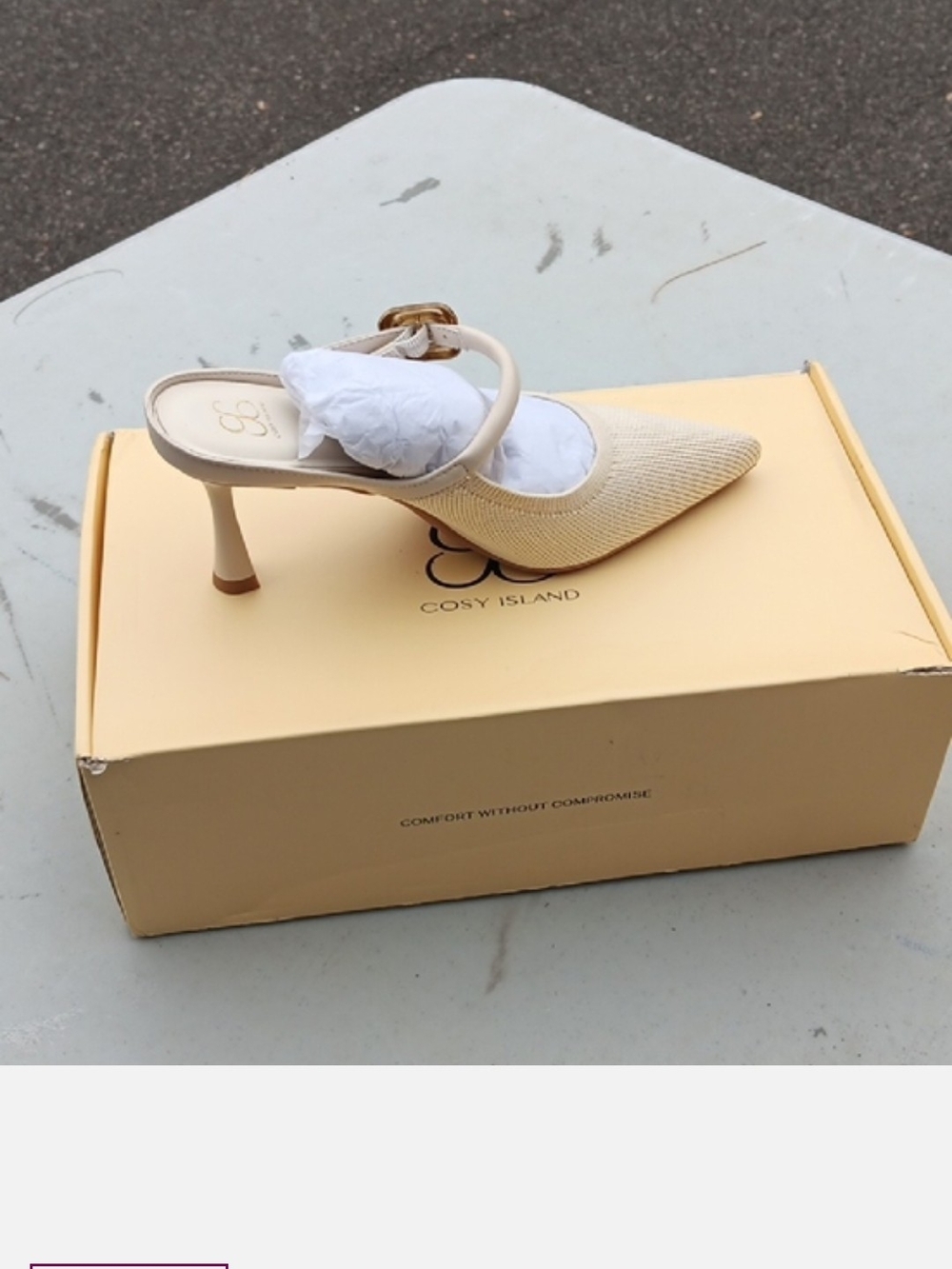 Cozy Island Off-white Color Pointed-Toe  Mule